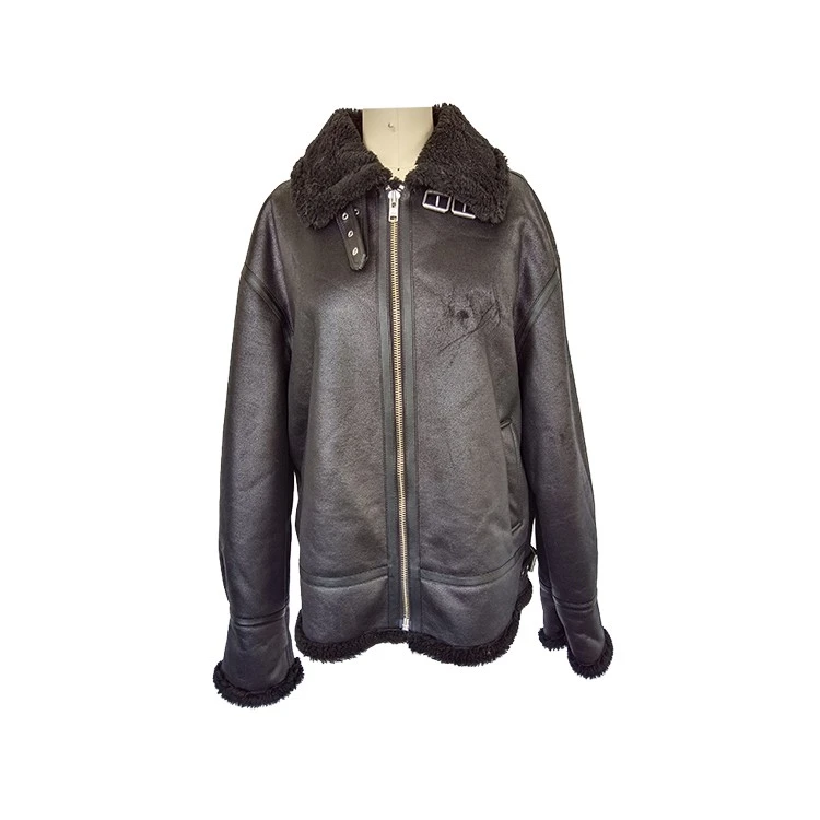 Dirbtinė Shearling striukė juoda
